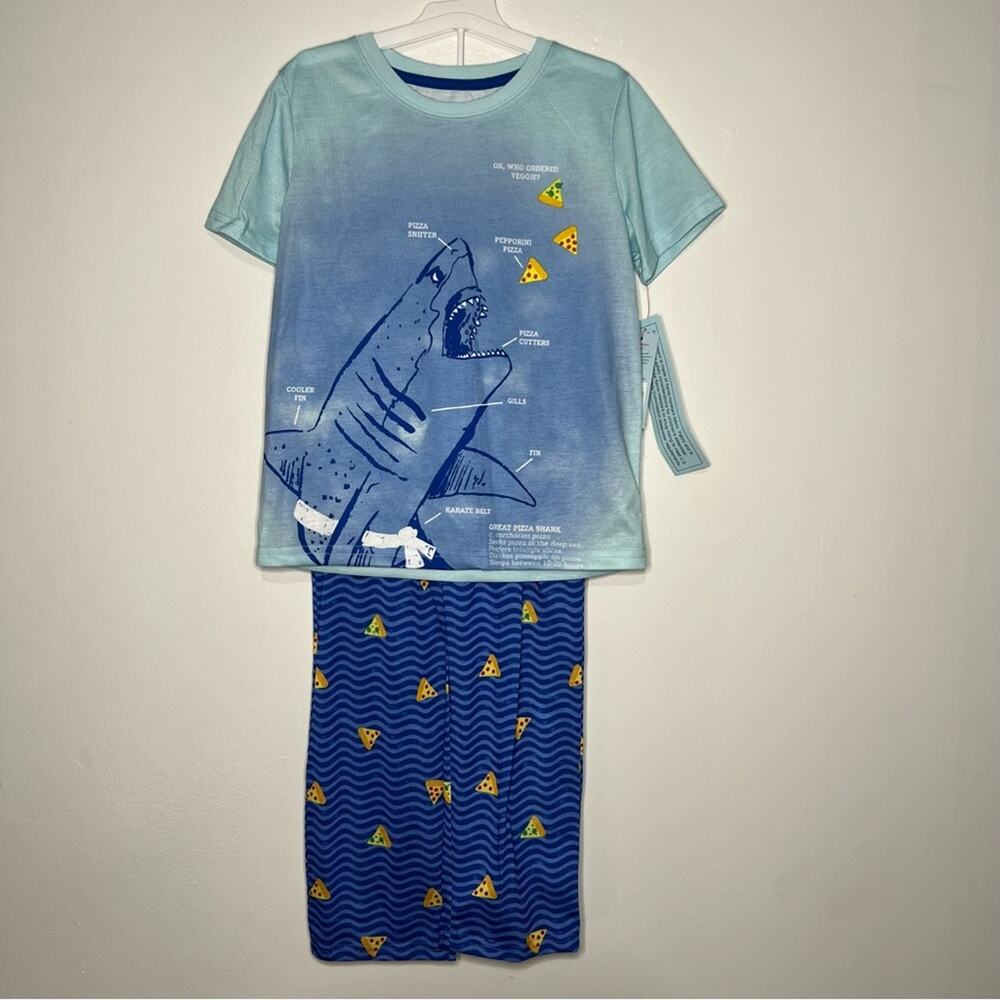 Pizza Shark Pajamas Cat & Jack Boys' 3pc Set Blue NWT SZ S - Picture 2 of 4